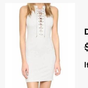 Derek Lam Ribbed heather gray ribbed mini tie up dress